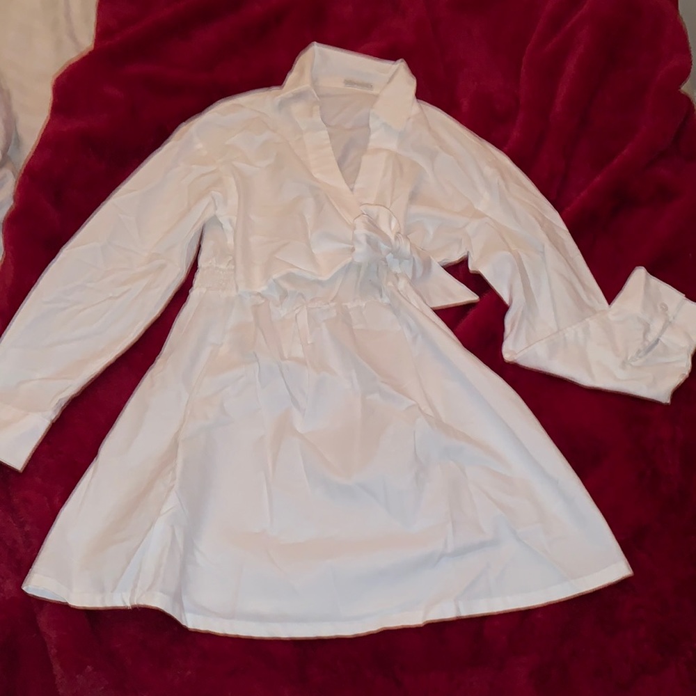 Bershka White Long Sleeve Dress